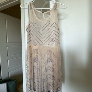 Free People Cream and Purple Beaded Dress